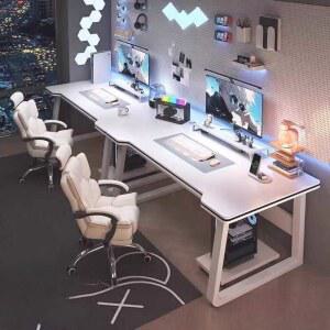 2인용 컴퓨터 책상 게이밍 더블 피시텔 블랙 자매 모텔 서재 pc방 160x60x75cm