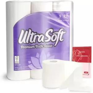 욕실 휴지 화장지 2겹 울트라 소프트 목욕 9롤 롤당 231장 브레이드 얼룩 제거기 물티슈 포함