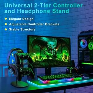 호환 나무 컨트롤러헤드셋 홀더  PS5 PS4 Xbox One 닌텐도 Switch용 게임 헤드폰 스탠드  데스크 액세서리