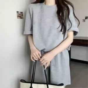 여자 심플 오버핏 반팔 반바지 추리닝세트 트레이닝복셋트 여름