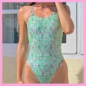 예쁜 브랜드 여자 강습 수영복 올리브그린 핑크하트 리본타이백 모노키니 하이컷 수영복 스파