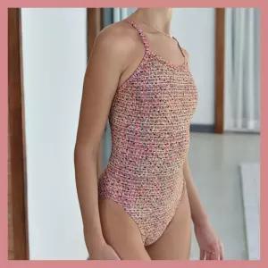 예쁜 브랜드 여자 강습 수영복 핑크 트위드 펄샤인 수영복 여자 원피스 모노키니 풀파티 스파