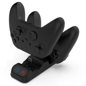 호환 PS5/스위치 프로/Xbox 시리즈 S/X 컨트롤러 충전 스테이션 호환 듀얼 고속 충전기(표시등 포함 게임패