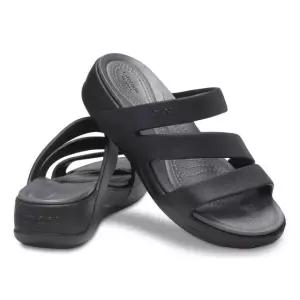 크록스 보카 스트래피 웨지 - 블랙 코스트코