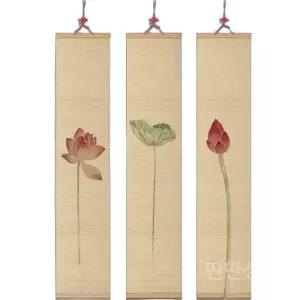 연꽃대나무가림막 가림막 벽액자 대나무발 벽장식 연꽃 불교굿즈 족자형 반야심경 벽걸이