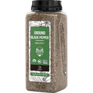 소오스 분쇄 블랙 페퍼, 비-GMO, 신선한 페퍼콘 파우더 벌크, 페퍼를 신선하게 유지하기 위해 포장, 리필을 위해 페퍼콘 사용 준비 완료, 18온스(510g)