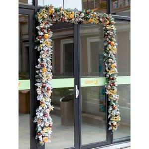 크리스마스 장식 꾸미기 아치형 장 소형 덩굴 1 8m 메리 벨벳 눈사람 리본 벚꽃