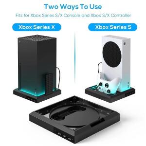 호환 XBoxSeries X/S 콘솔 스탠드 베이스용 게임 액세서리(Led RGB 조명 포함) USB 포트
