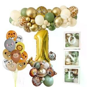 동물 풍선 타워 31 핑크 그린 일회용 정글세트 1 Number 28pcs