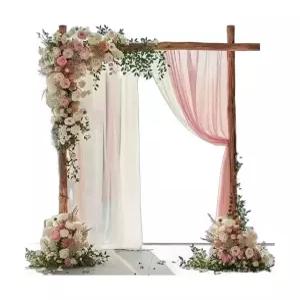 웨딩아치포토존 소품 스탠드 꽃장식 꽃 1.2x1.2m 가든 원목 프레임 넝쿨 우드