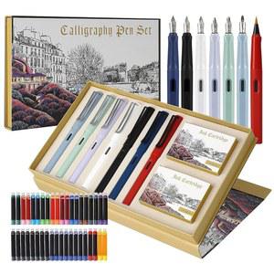 GC QUILL 캘리그래피 만년필 세트 - 펜촉과 초보자용 카트리지가 잉크 MU-09 7개, 40개의 다양한 있는
