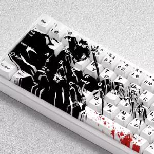 호환  73키 블리치 키캡 쿠로사키 이치고 테마 크리스탈 PBT 염료-서브 개인 맞춤형 키캡 우팅 60 65 68 식