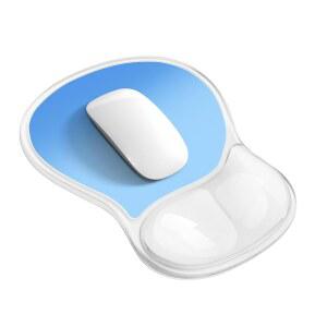 손목 받침대가 있는 마우스 패드, 편안한 젤 받침대 지지 기능이 에르고노믹 쉽게 타이핑할 수 미끄럼 방지 PU 베이스(투명한 파란색 그라디언트)