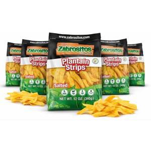 자브로시토스 스트립 칩 - 천일염 향이 나는 플랜테인 스트립 12온스. 신선하고 바삭하며 천연 스낵. 텐 프리 및 트랜스 지방 제로.