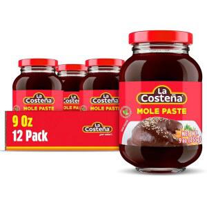 라 코스테냐 마일드 몰 소스 - 안초 칠레스, & 향신료를 곁들인 전통 페이스트 - 멕시코 음식, 엔칠라다 조미료, 미트 마리네이드, 라이스, 타말레, 타코, 버거, 코미다 멕시카나 - 9온스, 12팩