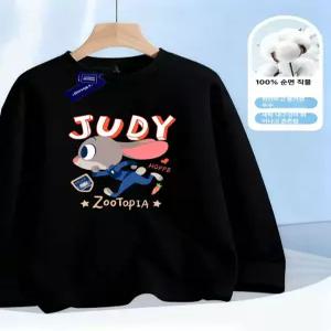 주토피아 맨투맨 티셔츠 긴팔 초등학생 면 루즈핏 키즈 남아 여아 라운드