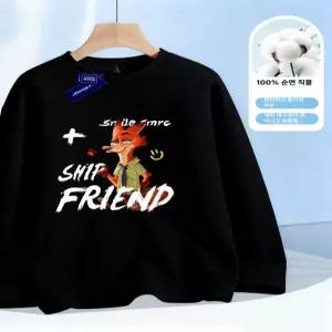 주토피아 맨투맨 티셔츠 아동 캐릭터 면 루즈핏 초등학생 어린이 라운드