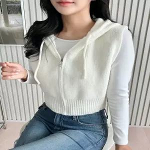 여성 6컬러 다일스 크롭 집업 후드조끼 후디 집업조끼 ujP5+6iwO