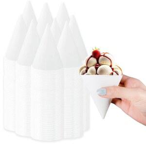 라라베이프엠 600팩 스노우 콘 컵, 4온스 페이퍼 콘 물컵 일회용 화이트 워터 쿨러 디스펜서 스포츠 팀이나 기금 모금자를 위한 빙수 컵, 빙수