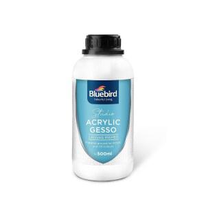 BLUEBIRD STUDIO ACRYLIC GESSO - 아릴 페인팅용 제소 준비 액체 프라이머, 표면 미디엄 500ML(16.9온스) (화이트,