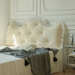 공주 레이스 침대 등쿠션 70x 프릴 북유럽 등받이 삼각등쿠션 장식 120x70x15cm