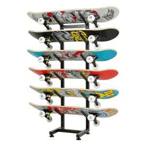 BIJUN 스케이트보드 랙 플로어 스탠드, 6겹 스노우보드 데크, 보관 스케이트보드, 미니 표준 바닥 크루저 롱보드, 스탠드 벽 스케이트보드용 스노우보드, 랙, 정리함 마운트,