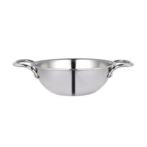 WG Inc 스테인리스 스틸 웍, 볶음용 소형 트리플 플라이 팬, 뚜껑 없는 8인치 스틸 카다이, 스튜용 올 클래드 카다이 조리기구, 소스, 소트, 인덕션 친화적 웍(1.4 Qt / 1.2 리터)