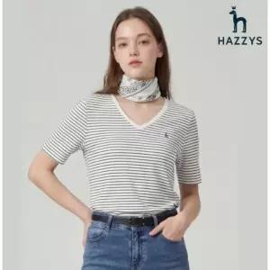[백화점정품] 26년NEW 헤지스레이디스 HAZZYS [26SS][아이코닉] 브이넥 코튼모달 반팔 티셔츠 HSTS6B313