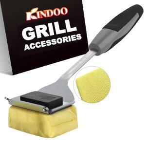 야외 그릴용 그릴 브러시 프리 헤드 교체 있는 스테인리스 스팀 스크레이퍼가 그레이트용 가능한 클리닝 안전한 주철 BBQ 브리슬 클리너 스틸 확장 블랙 핸들