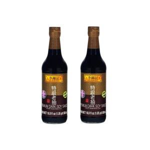 리금기 프리미엄 다크 간장(16.9온스 - 2팩), 풀바디 천연 양조 간장, 비 GMO 대두, , MSG 없음, 스튜, 그레이비, 조림 요리 및 볶음면에 천연 색소를 추가하는 데 가장 적합합니다