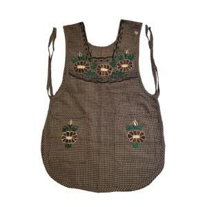 PUERTA21 주머니와 아름다운 자수가 브라운 앞치마 MUJER ARTESANAL 작업복 여성용 MANDILES PARA COBBLER MANDIL 있는 MEXICANOS 멕시코 전통 ESCAPULARIO