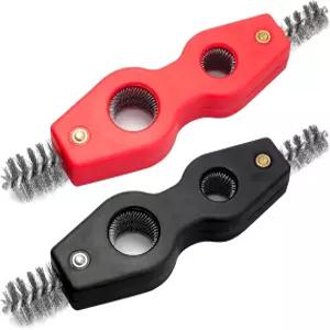 호르디온 2PCS 4-in-1 구리 파이프 클리너 1/2인치 및 3/4인치 버링 브러시 내부 외부 스레드 도구 클리닝