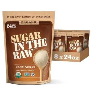 원료 과립 화이트 프리미엄 사탕수수 설탕, 에리스리톨 없음, 순수 천연 감미료, 뜨겁고 차가운 음료, 커피, 베이킹, , 텐 프리, 비 변형식품(Non-GMO), 벌크 설탕, 24온스 봉지(8팩)