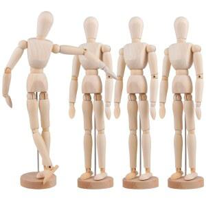 MAHIONG 4팩 30.5CM(12인치) 나무 아티스트 마네킹 포즈를 그리기를 베이스 피규어 위한 인체 - 구조 유연한 취할 수 있는 포함