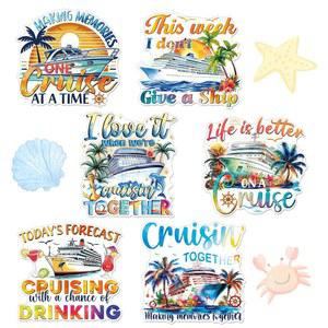 WXIBEN 크루즈 도어 장식 스티커 데칼 파티 선박 카니발 전당실 캐빈 항법 장식용 바다 자석 6피스 해상 재미있는