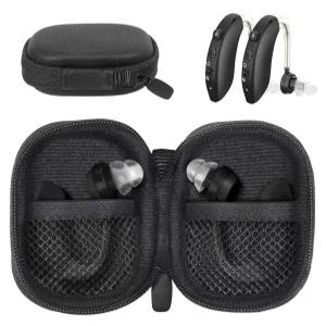 보청기 개인용 사운드 증폭기 청취 장치 메시 포켓이 있는 튼튼한 미니 케이스(블랙)를 위한 보호 케이스