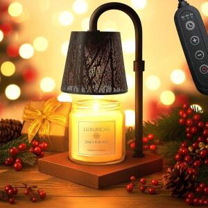 타이머와 디머가 장착된 Ugvmn 캔들 워머 램프, 조절 가능한 높이의 무염 왁스 멜트 워머, 엄마 여성을 위한 생일 선물 남자 친구 여동생, 집들이 새 홈 데코 (블랙)