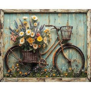 CLENDO 숫자 빈티지 페인트 - 꽃이 (프레임 20인치) 홈 없음) 아트 DIY 숫자로 페인팅 바구니로 자전거, 아크릴 40.6 캔버스 만발한 키트 데코용 장식된 X 50.8CM(16