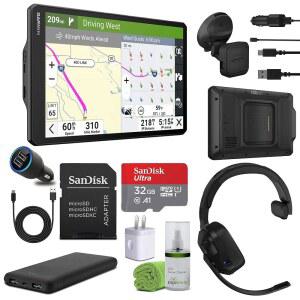 Garmin Dezl OTR1020 GPS 트럭 내비게이터 10인치 초대형 디스플레이 터치스크린, 준트럭 운전자를 위한 상용 내비게이션, d zl 헤드셋 110 프리미엄 트럭용 번들 + 기타 액세서리