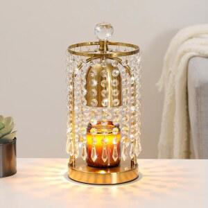 타이머와 디밍이 가능한 르완다 캔들 워머 램프, 전구 2개가 달린 램프 크리스탈 왁스 용융 도구, 침실용 전기 멜터 장식, 금색