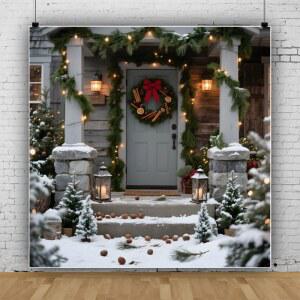 크리스마스 배경 3M 10 사진 소나무 메리 10피트 소품 도어 블루 장식 가족 촬영 휴일 기둥 초상화 새해 겨울 스톤