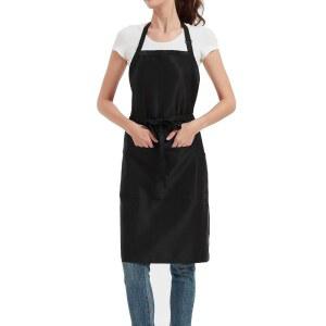SUNBEST CHEF 앞치마 포켓 남성용 여성용 멜빵 레스토랑 요리 조절 주방 가능한 블랙
