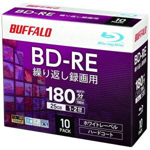RO-BE25V-010CW /N BD-RE 블루레이 디스크, 25GB, 10피스, 슬림 케이스, 한쪽 레이어 1개, 속도 1~2배, 화이트 라벨