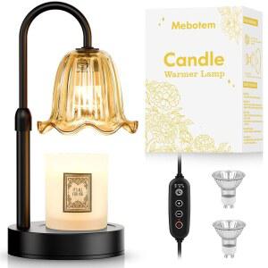 타이머 디머가 있는 캔들 워머 램프, 하우스 워밍업 선물 새 홈 데코, 여성 엄마를 위한 발렌타인데이 부활절 바구니 생일 선물, 향기로운 왁스 병 캔들을 빈티지 2개 전구 포함