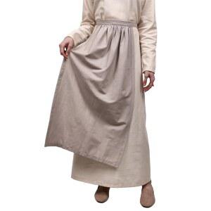 FURPHI 르네상스 하프 앞치마 여성용 리넨 중세 빈티지 회색 허리