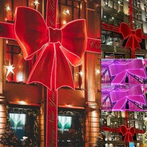 대형 리본 벽장식 창문 대왕 2m 분홍 중형 장식품 벨벳 창문정전기스티커 레드 발광