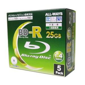 올웨이즈 BD-R 25GB 4배 속도 인쇄 가능 블루레이 디스크 - 5팩