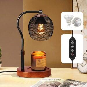 타이머와 디밍 가능한 Yirriemcmy 캔들 워머 램프, 높이 조절 블랙 왁스 멜트 병 캔들, 람파라 파라 벨라스 아로마티카, 하우스 워밍 선물, 2개의 전구가 달린 금속 램프쉐