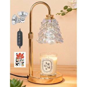 AURADYNE 캔들 워머 램프, 시간이 지남에 따라 꽃 램프 워머, 불이 없는 화이트 조절 가능한 높이 왁스 양초용 히트 현대적인 대형 워밍