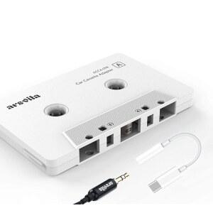 ARSVITA 자동차 오디오 AUX 타입 카세트 어댑터 화이트 삼성 호환 5MM 포트 호환됩니다 모든 장치와 구글 화웨이 샤오미